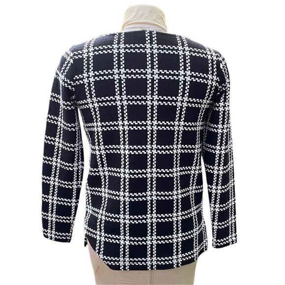 Black and White Asymmetrical Top by Talbots.  Size SP.  window pane design.  3/4 - Picture 3 of 7